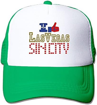 XMNHUZV I Heart Beat Like LAS Vegas Sin City Dotted Big Foam Mesh Truck Cap Mesh Back Adjustable Cap Kellygreen