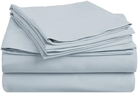 Superior 100% Premium Long-Staple Combed Cotton 400 Thread Count Deep-Fitting Pocket Soft and Smooth 4 Piece Sheet Set, Double, Solid Light Blue