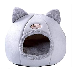 knowledgi Cama Cueva Gato para Mascotas Perros pequeños, con cojín extraíble y Lavable Mascotas Cachorros Cama de la casa Nido Gatos de Felpa Corto y cálido para el Invierno, 35x35x40cm