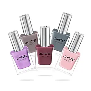 Juice Nail Polish Pack of 5 Periwinkle Blue / Dusty Coral / Thunder Sky /Icy Pink / Teddy Brown NUDE COMBO_20