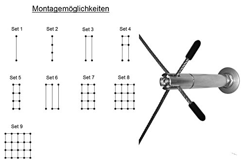 Rankhilfe RH06 – Set 4 – Wandabstand: 6 cm, 8 m Edelstahlseil, 6 x Abstandshalter Edelstahl - 3