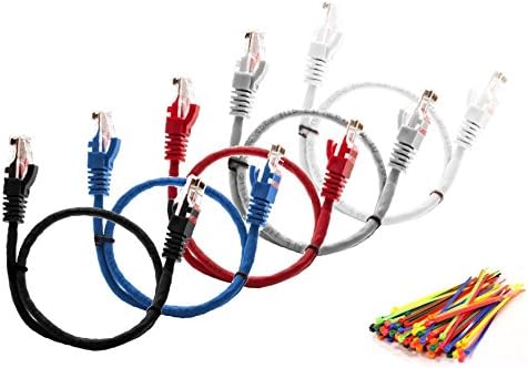 Multi-cable 5 pack Cat5e cables multi coloured - 0.5 meter- UTP - CCA + 50 cable ties