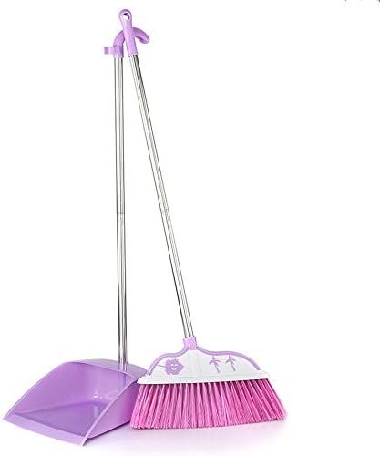 Stainless Steel Housewares Broom and Dustpan Set Combination Sweeping Artifact,Violet