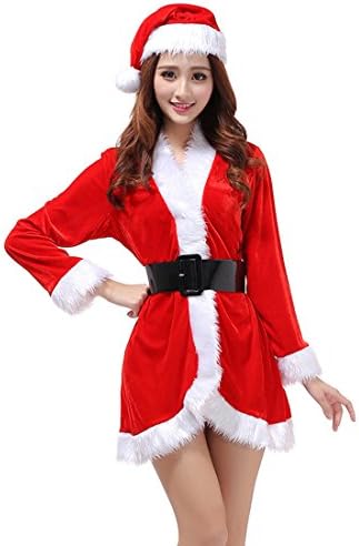 MWPT Ladies Santa Sexy Christmas Xmas Miss Festive Fancy Villus Dress Costume Outfit