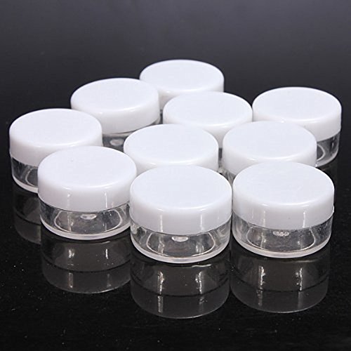 Teensery Plastic Cosmetic Makeup Container Jars 3ml 3 Gram Round Empty Cream Nails Powder Eye Shadow Jewelry Storage Container Box Pot (25 pcs)