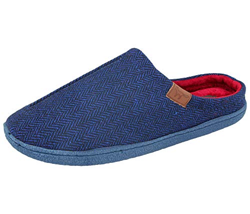 Harrison Jo & Joe Tweed - Pantuflas de Piel sintética para Hombre, Talla 7-12, Color Azul, Talla 45 EU