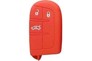 OTMIK Silikon Autoschlüssel Hülle passend für Jeep Grand Cherokee Renegade Compass Commander Dodge Journey Challenger Charger Chrysler 300C Schlüsselhülle Zubehör (Rot)