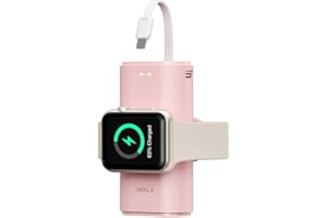 iWALK Portable Apple Watch Charger, 9000mAh Power Bank with Built in Cable, Phone Charger, Compatible with Apple Watch Series 8/7/6/Se/5/4/3/2, iPhone14/ 13/12/12 Pro Max/ 11/6s,Pink