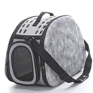 Dog Trust Portable Foldable Pet Carry Bag Travel Shoulder Puppy Cat Outdoor Carrier Soft EVA Breathable Handbag, Grey