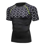 BURFLY Kurzärmeliges funktionelles T-Shirt mit festem Ausschnitt und komprimierter Mesh-Naht und schnell trocknendem Fitness-Sweatshirt