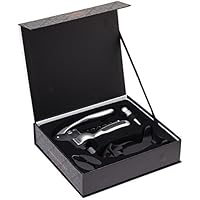 BarCraft Weingeschenk-Set mit Korkenzieher, Flaschenstopfen und Folienschneider in Box, 5-Teilig