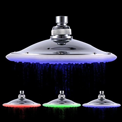 8 Zoll Runde Edelstahl Badzimmer RGB LED Lampe Duschkopf Temperaturfühler Regenduschkopf mit Farbwechsel Wasserfall Regendusche Top Spray