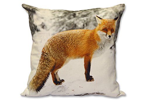 Kissen mit Fotodruck `Fuchs', aus Baumwolle, gefüllt, 45x45x10 cm