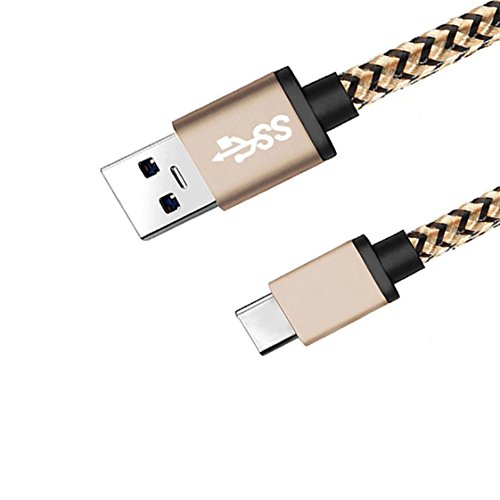 USB Typ C Kabel 0.9m, AYASHO® USB C Kabel auf USB 3.0 A Ladekabel Nylon umflochtenes für USB Typ-C Geräte Inklusive des Samsung Galaxy S8 / S8 Plus, Huawei P10, Huawei Mate 9, Samsung Galaxy A3 2017, Galaxy A5 2017, OnePlus 2, HTC 10, Nexus 5X, Nexus 6P, Huawei P9, Huawei P9 Plus und weitere (Gold & Schwarz) - 2
