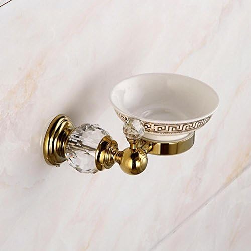 YANXH Wall Mounted Brass Crystal Soap Holder Ceramic Soap Dish for Bathroom Washroom Gold