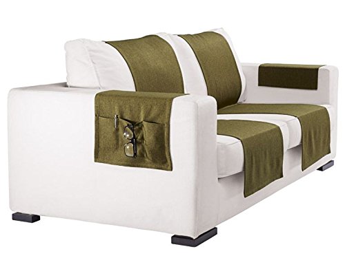 MERADISO® Sofaläuferset, 4-teilig, olivgrün