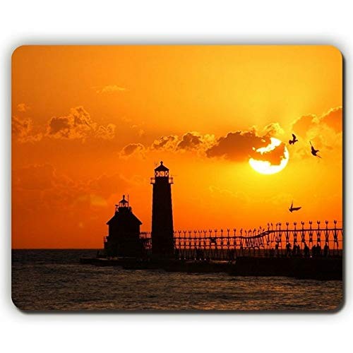 Preisvergleich Produktbild Hochwertige Mausunterlage, Vogel-Sonnenuntergang-Leuchtturm, Game Office Mousepad