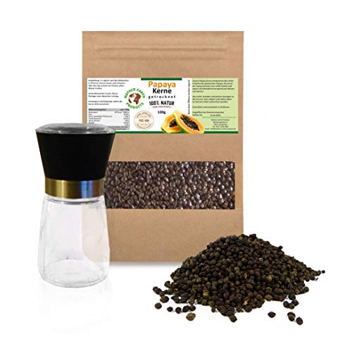 Semillas de papaya, de Mother Earth Products, naturalmente secas, sin aditivos, sin gluten, sin lactosa, semillas de papaya, suave nitidez en el sabor