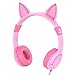 Price comparison product image Kids Headphones Over Ear, iClever Volume Limiting Headphones for Kids, Children Headphones Cat-Inspired, Baby Headphones for Surface iPod iPhone iPad mini iPad Air Tablets PC MP3, Pink Headphones Gift