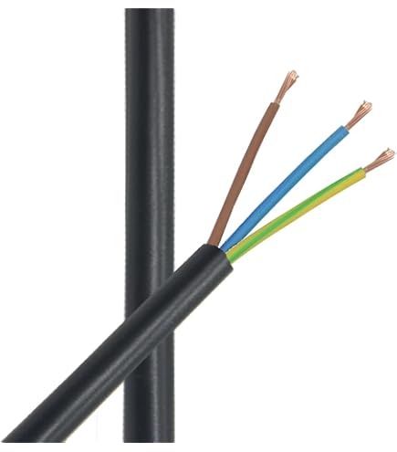 Stromkabel 3-adrig, 0,75 Mm², Schwarz, Flexibel – 1,5 Meter Länge, Für Haushalt, Werkzeuge, Beleuchtung