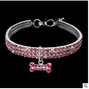 ASAP CHIC Fashion Bling Rhinestones Collares para Perro Hermoso Aspecto de Mascota para pequeño Mediano Grande Mascota Forma de Hueso … (1)
