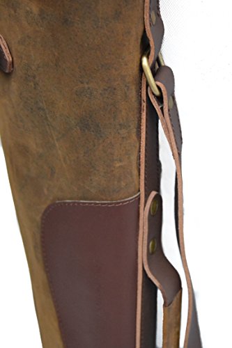Thick-Padded-Brown-Leather-Shotgun-Slip-Case-Lamb-Wool-Lined