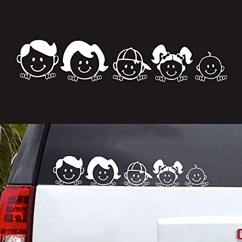 REGALOS ESTRELLA AZUL Pegatinas Coche Familia a Bordo Paquete de 5 Calcamonías Stickers para Coche (Blanco)