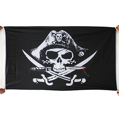 Schädel Knochen Sabres Schwerter Jolly Roger Piraten Flaggen mit Tüllen Dekoration - 2