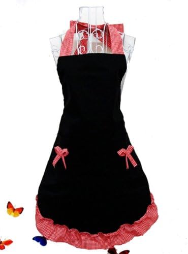 Cute Retro Black and Red Waitress Funny Cheap Flirty Aprons For Ladies Vintage Apron For gift