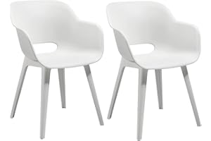 ‎KETER Allibert by Keter Gartensessel Akola, weiß, 2er Set, Kunststoff, 56.7 x 55.8 x 80.1 cm, Schalenstuhl in Cupform, perfekt für Garten, Terrasse oder Esszimmer