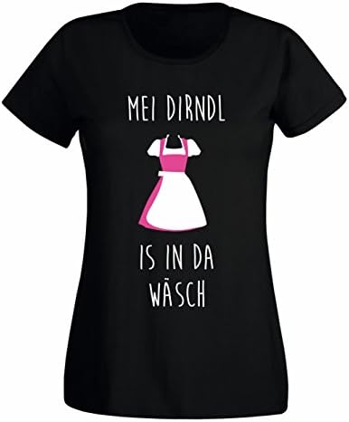 Women's fun T-shirt &ldquo;Mei dirndl is in da w&auml;sch&rdquo; - Oktoberfest Munich Wiesn Bayern - Black - 12