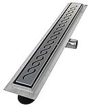 canaleta para ducha de obra Altura de montaje ajustable Canaleta de ducha con sifón VILSTEIN, canal de desagüe para el suelo, ondas cortas, 90 cm, Plateado, VS-DB01-60S