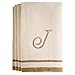 Produktbild Monogramm Geschenke, Handtücher Fingertip, 27,9 x 45,7 cm – 4-Stück Dekorative Golden Braun Badetuch bestickt, extra saugfähig 100% Baumwolle Personalisierte Geschenk für Badezimmer/Küche/SPA J J