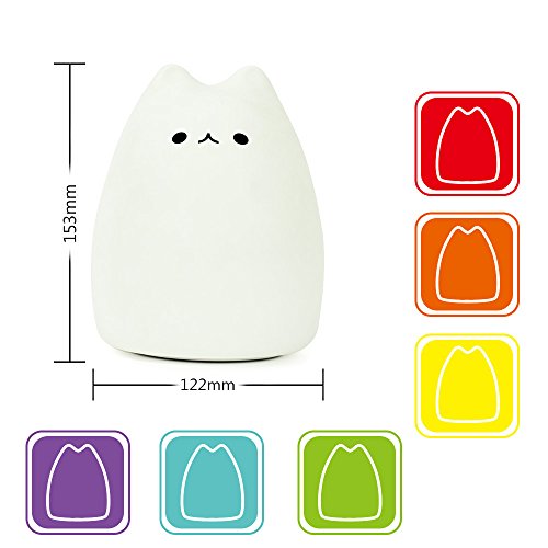 LED Kind Nachtlicht Katze Silikon 7 Farben Sensitive Berührungssteuerung für Baby Schlafzimmer - 2