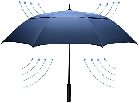 DMKAKA 61 Inch Auto Open Umbrella Extra Large Dual Canopy Golf Umbrella, Windproof and Waterproof Umbrella (Blue)
