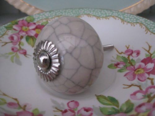 Antique ivory/CREAM crackle glaze ceramic KNOB handle pull for furniture (drawers, cupboard doors etc) by Vintage Pink Gifts and Crafts Ltd