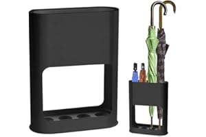 VIQIHEOE Portaombrelli, Supporto per Ombrelli con Vassoio Raccogligocce Rimovibile, 22 x 9 x 28 cm 4 slot Portaombrelli Autoportante, Portaombrelli Minimalista, per Ombrelli Lunghi, Corti, Nero