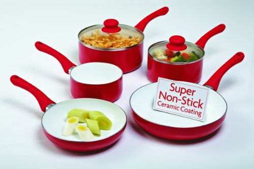 7 Piece Cookware Pan Set- Red