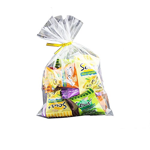 Löschen Sie Cellophan Taschen 200 Hochzeits Bevorzugungs Beutel Party Behandlungs-Beutel für Geschenk Plätzchen mit Gold-Twist-Krawatten - 5