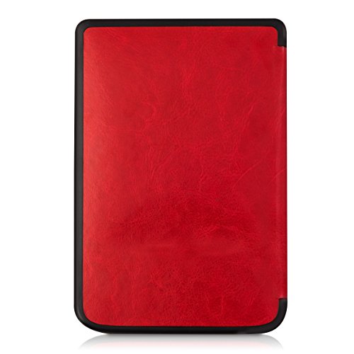 kwmobile Hülle für Pocketbook Touch Lux 3 / Touch Lux 2 – Flipcover Case eReader Schutzhülle – Bookstyle Klapphülle Rot - 3