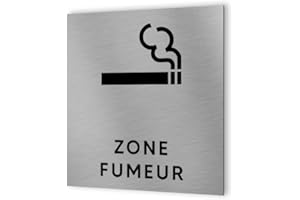 DECOHO - Pictogramme format 20 cm x 20 cm en Dibond Aluminium brossé - Modèle Zone fumeur