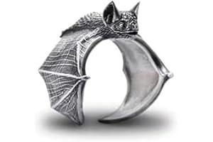 Chiyyak Adjustable Vintage Bat Rings Women Men Gothic Open Finger Rings Halloween Jewellery, Copper