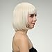 Bigood 28cm Party Buckle type Neat bang short straight hair Bob hairstyle White wig