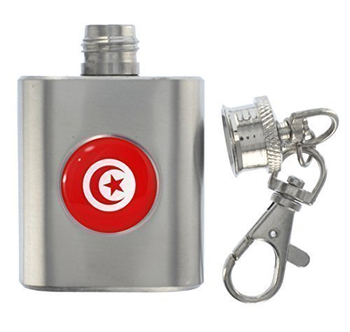 Tunisia Flag Metal Miniature Flask Keyring