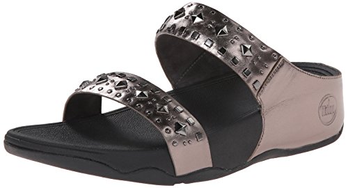 Fitflop Biker Chic Slide - Womens - Pewter, Black, UK6.5