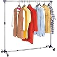 Portant Vêtements Roulettes Extensible - 30 Cintres, 25kg Charge
