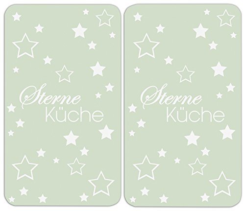 Wenko 2521476500 Herdabdeckplatte Universal Sterneküche für alle Herdarten, Gehärtetes Glas, 2-er Set, grün, 52 x 30 x 4,5 cm