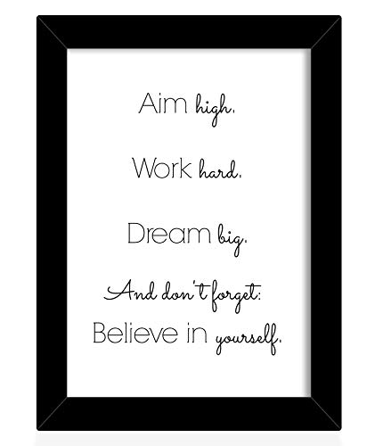 TIED RIBBONS Engineered Wood Frame Aim high work hard dream big and don't forget to believe in yourself Printed Motivational Quotes Framed Poster for Wall (Multicolour, 25.9 x 34.5 cm)