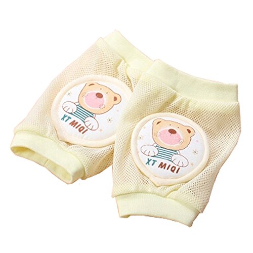 Baby Mesh Knee pad Safety Knee Pad Kids Socks Knee Cotton Breathable (Yellow)