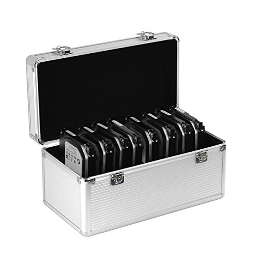 GLOTRENDS B86 Schutzgehäuse Festplattenlaufwerke Schutz- und Transportkoffer aus Aluminium für 8x 3,5" und 6x 2,5" Laufwerke mit Schaumstofffür
